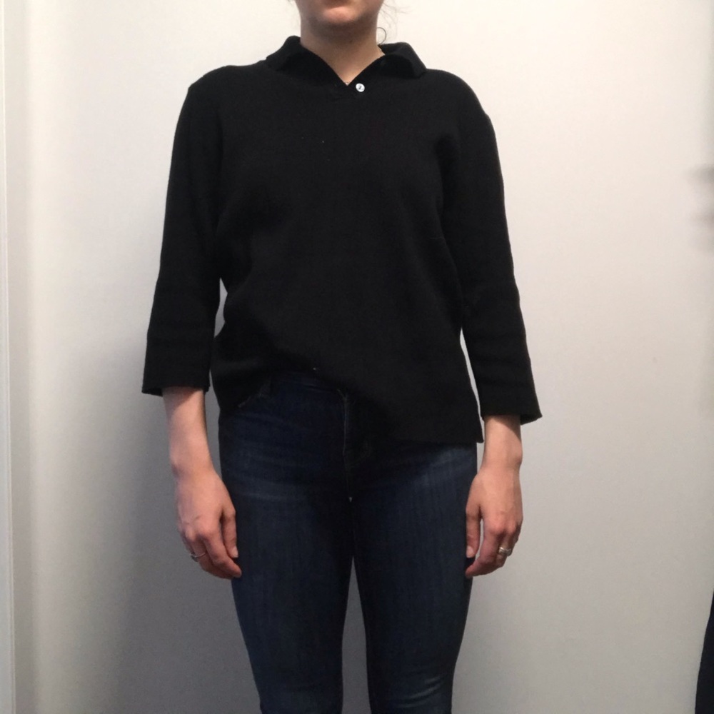 Black long sleeve top with collar